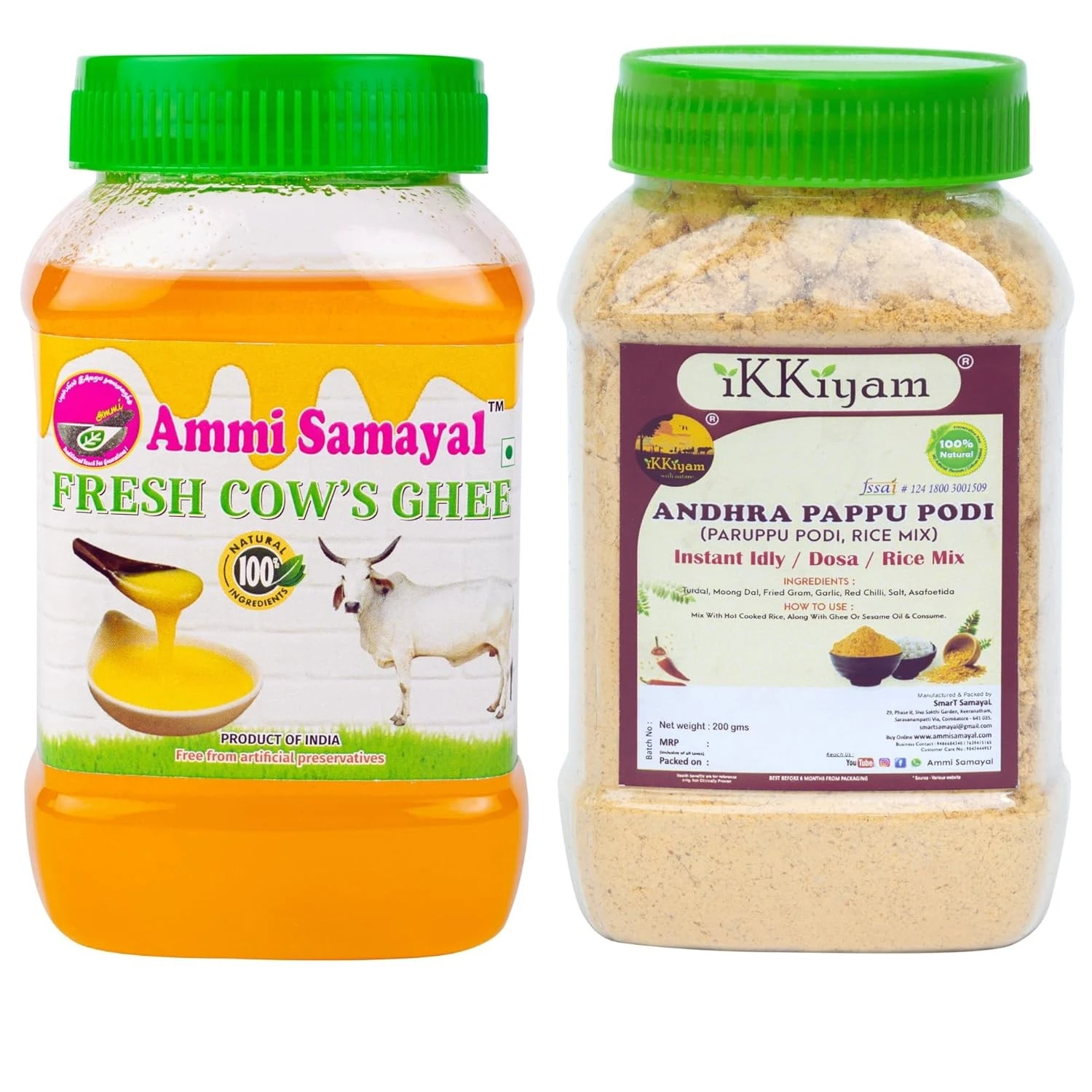 Andhra Pappu podi 200g & Cow's Ghee Pure & fresh 250g | Combo